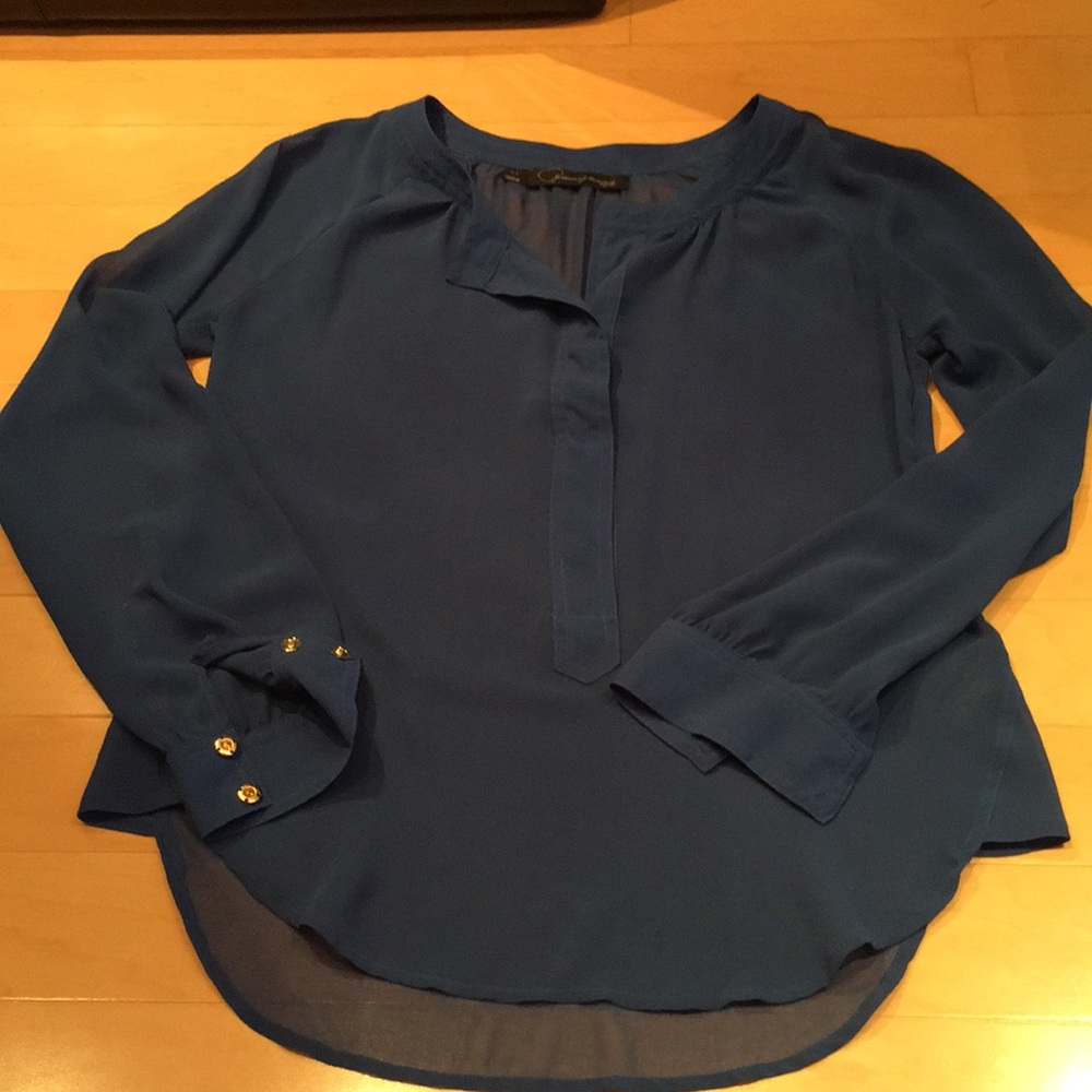 Cobalt blue Patterson J. Kincaid Henley blouse